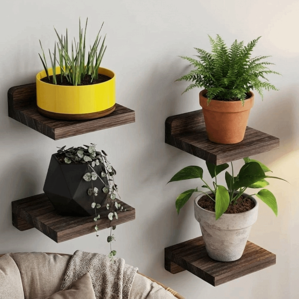 Floating Shelves - 4PCS Wood Small Floating Shelves Simple