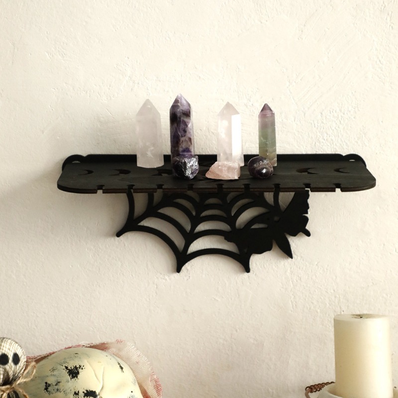 Floating Shelves - New Halloween Gothic Spider Web Wall