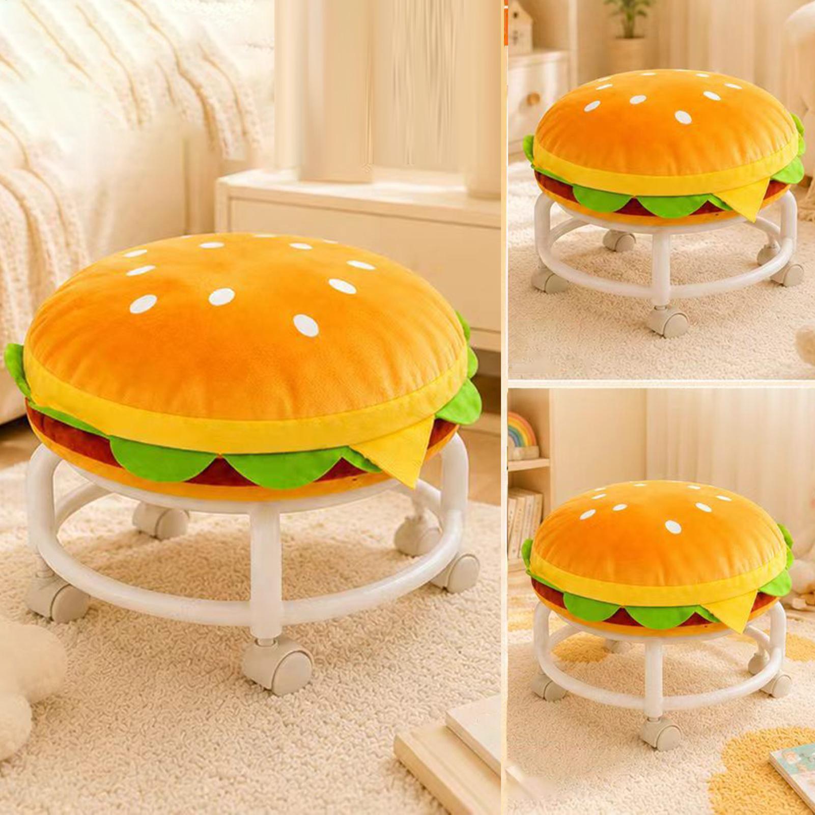 Home Decor On Wheels - Stool With Wheels Hamburger Comfortable Decorative