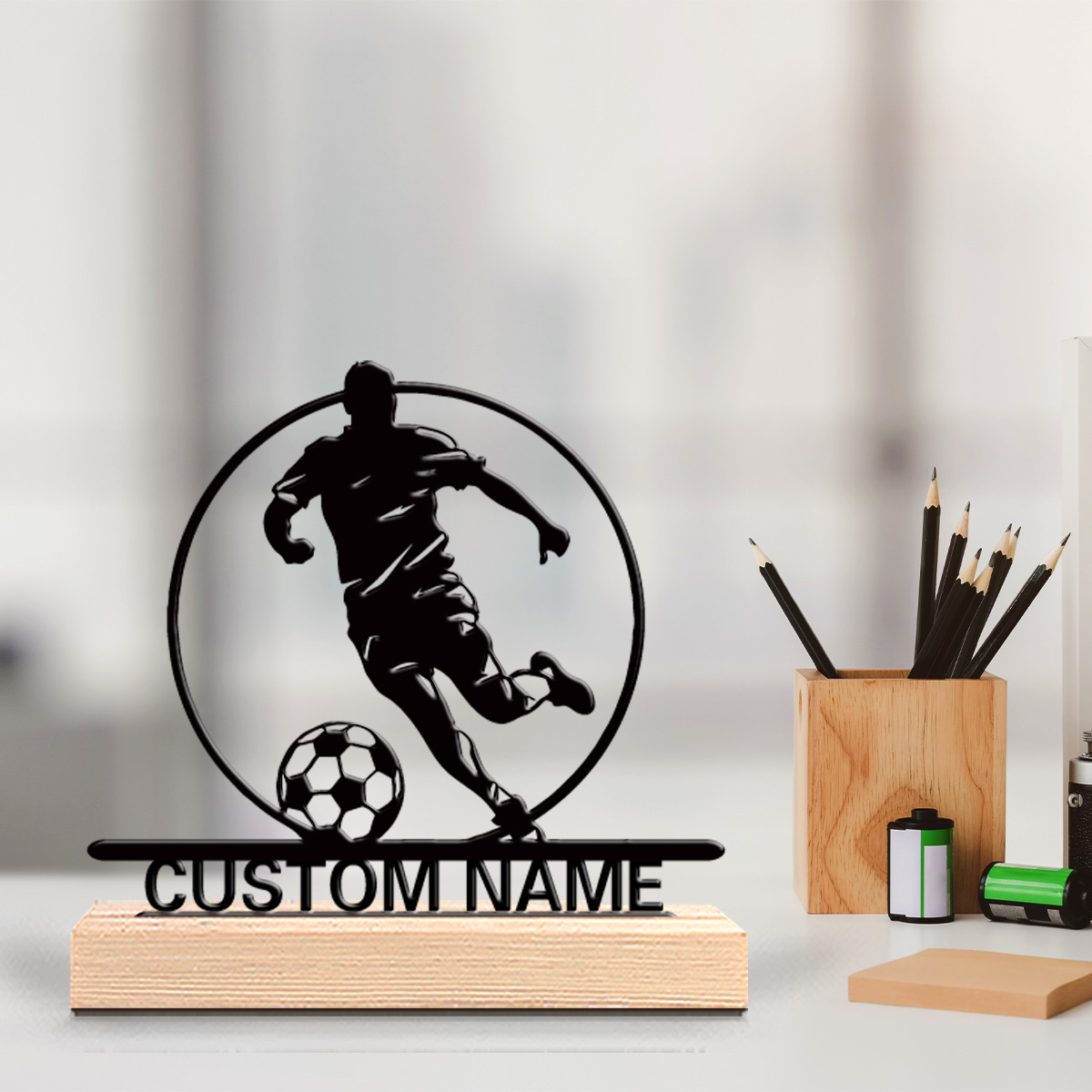 Home Decor For Birthday - Custom Soccer Player Metal Statue with