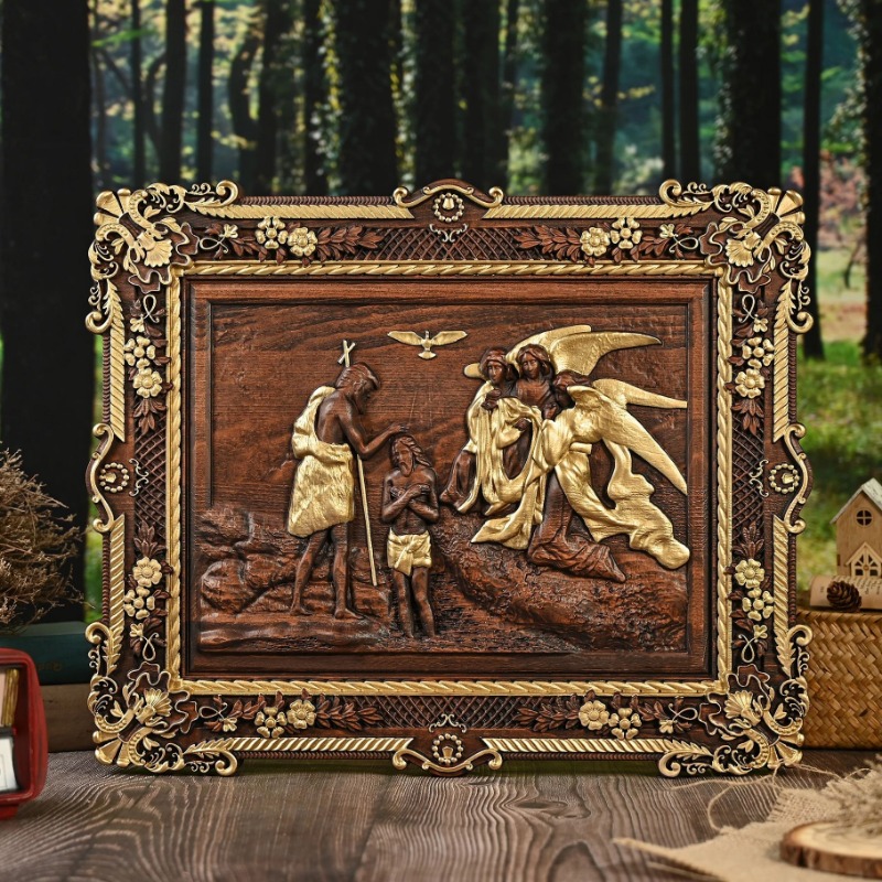 Handcrafted Wooden Relief Wall - Home Decor Jesus 评论和价格