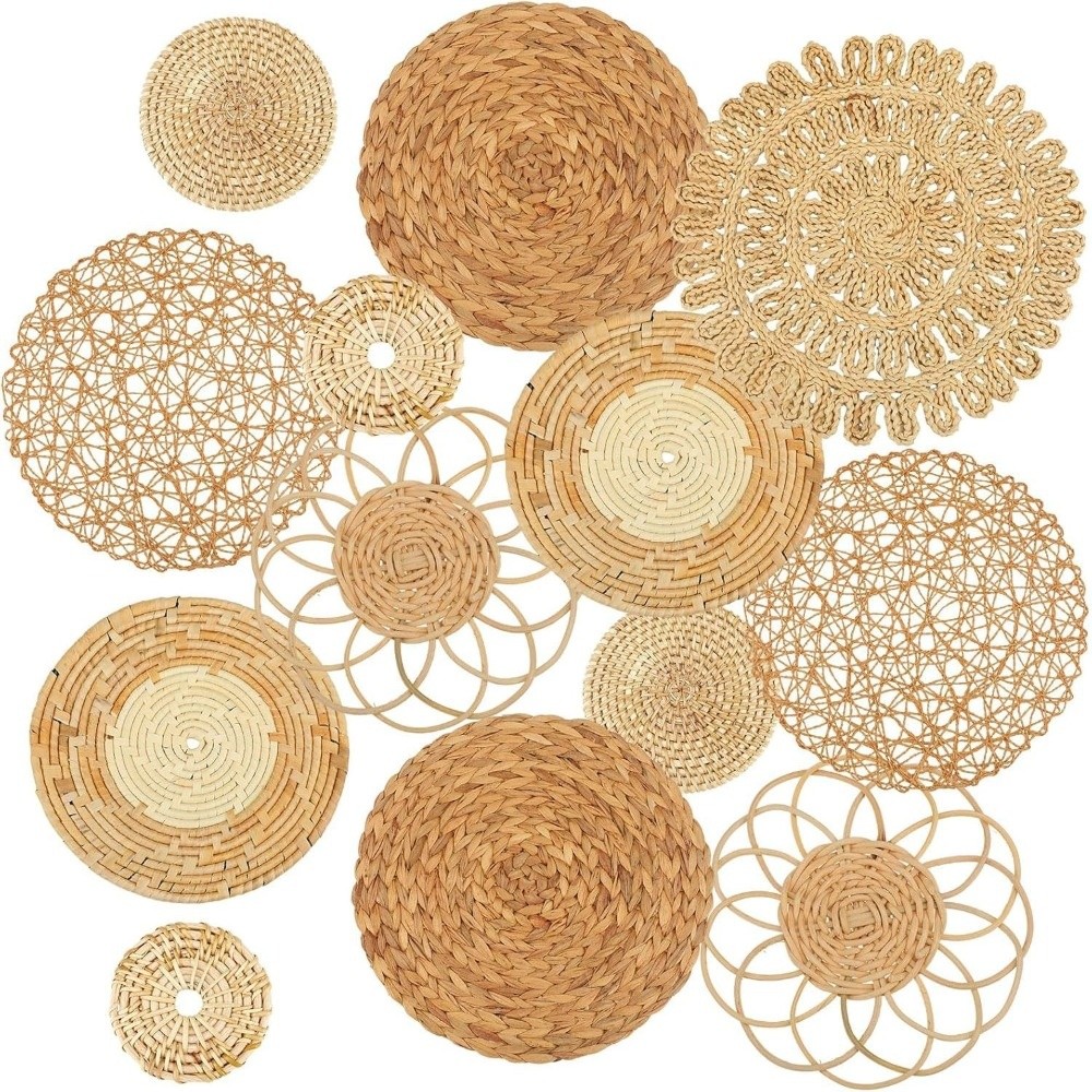 Boho Straw Woven Tray Wall Dec - Woven Wall Basket 评论和价格