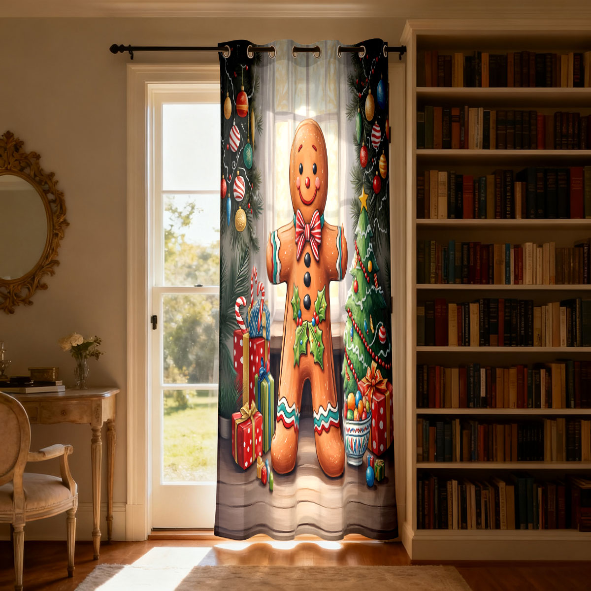 Christmas Gingerbread Man Xmas - Home Decor Curtain 评论和价格