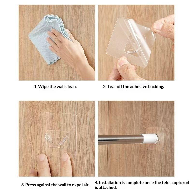 No Drill Transparent Self Adhe - Home Decor Curtain 评论和价格