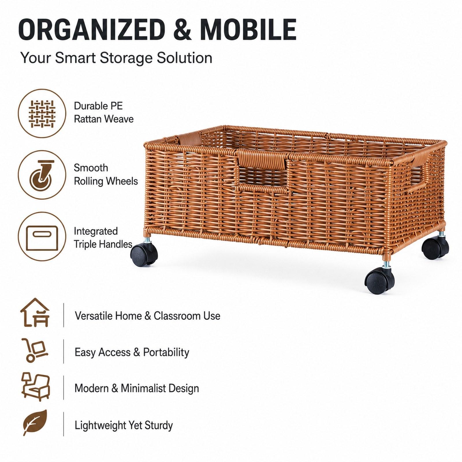 Bathroom Storage Basket with W - Home Decor On Wheels 评论和价格