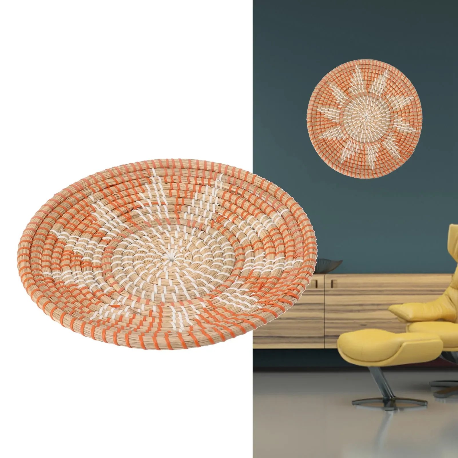 Round Grass Wall Ornaments 35c - Woven Wall Basket 评论和价格