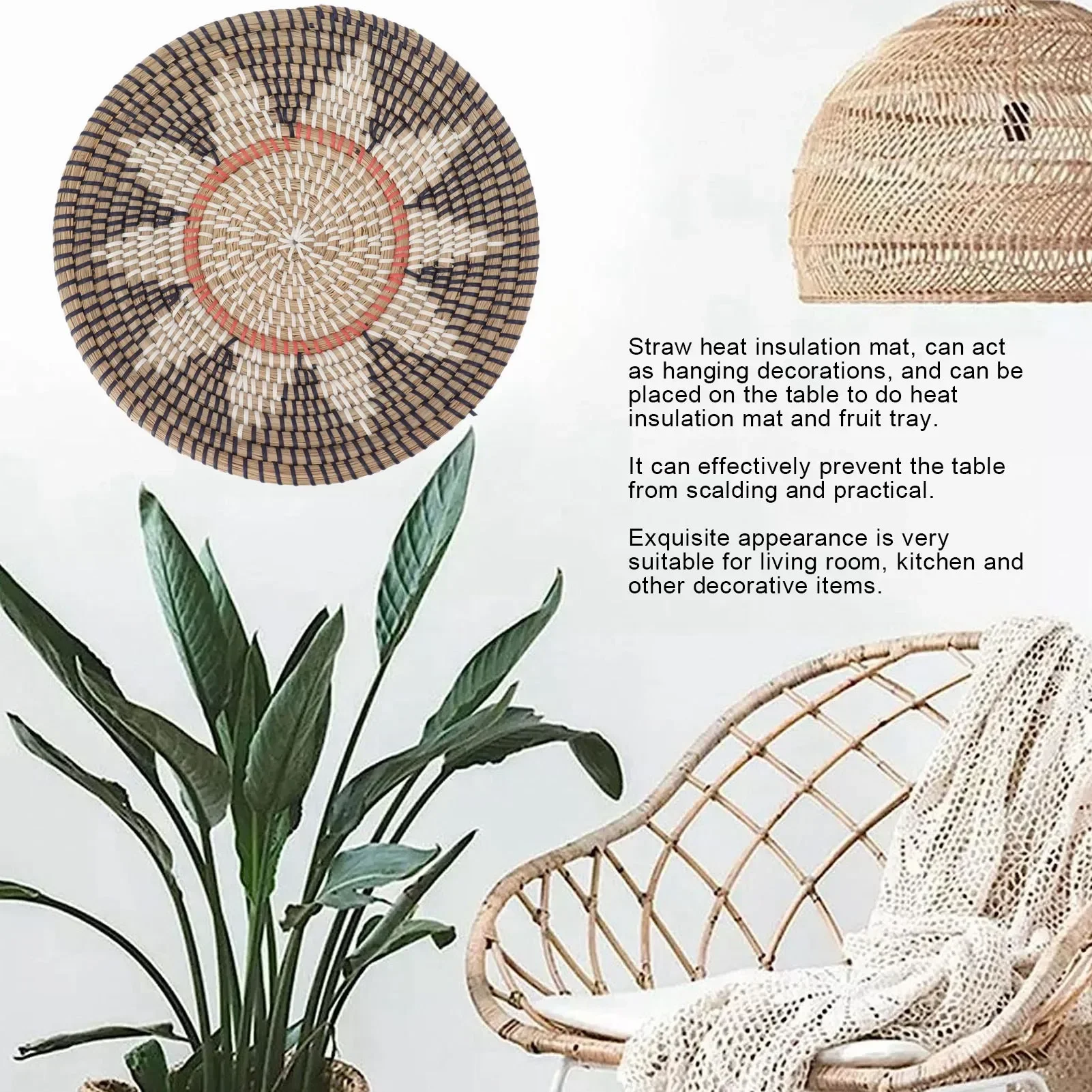 Round Grass Wall Ornaments 35c - Woven Wall Basket 评论和价格