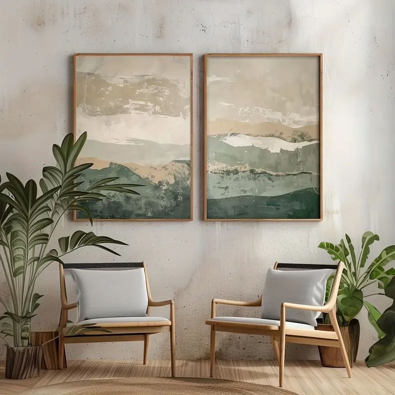 2pcs/set Wabi Sabi Abstract Ge - Home Decor Green 评论和价格