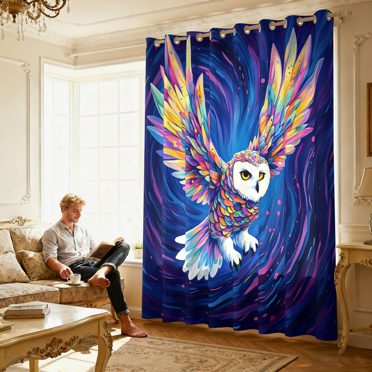 1PC Colorful Starry Sky Flying - Home Decor Curtain 评论和价格