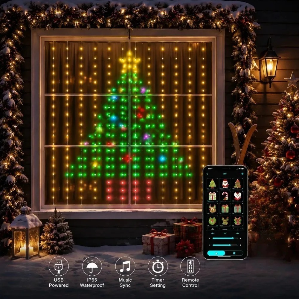 LED Pixel Curtain Lights Bluet - Home Decor Curtain 评论和价格