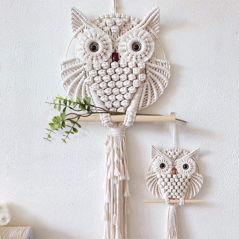 Owl Pendant Lace Wall Hanging  - Woven Wall Basket 评论和价格
