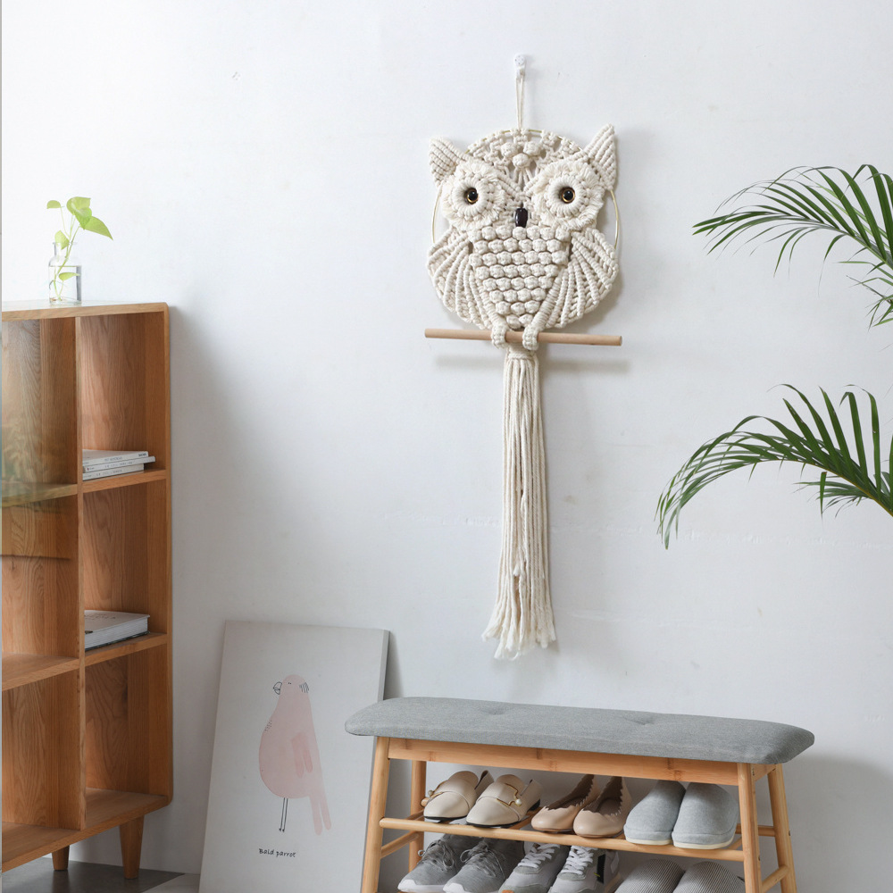 Owl Pendant Lace Wall Hanging  - Woven Wall Basket 评论和价格