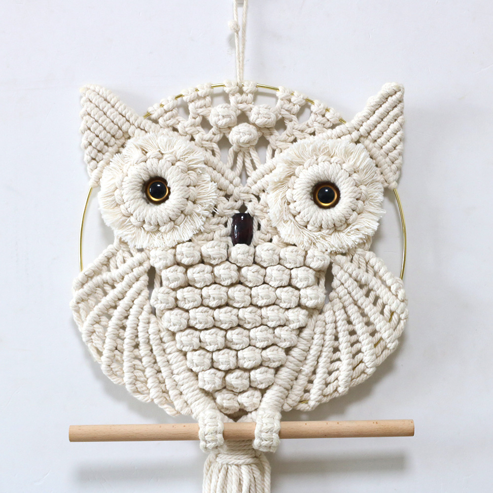 Owl Pendant Lace Wall Hanging  - Woven Wall Basket 评论和价格