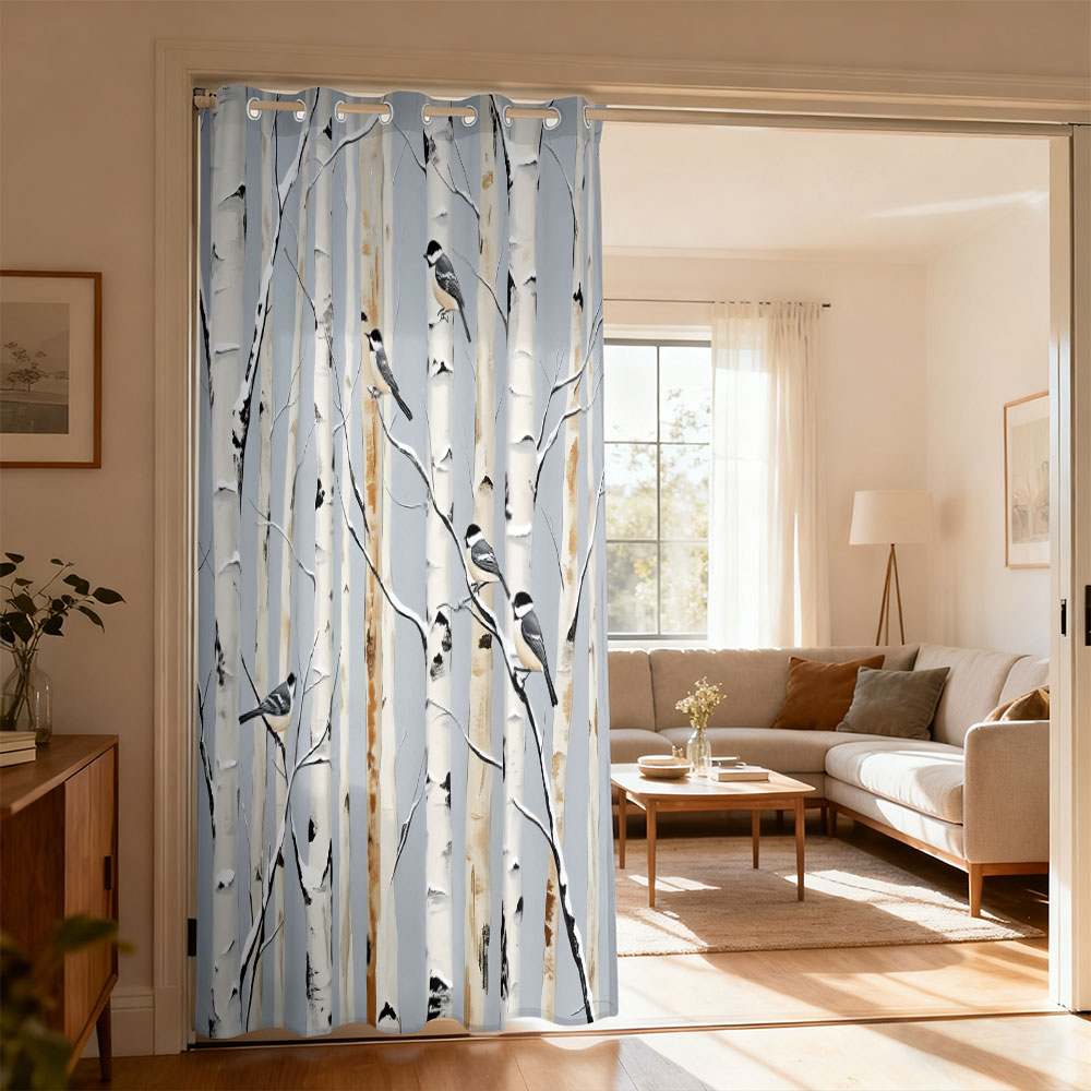 1pc birch forest titmouse prin - Home Decor Curtain 评论和价格