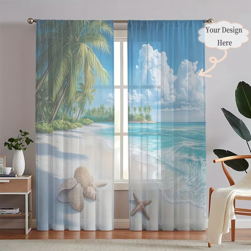 Custom 2D Flat 2pcs Sheer Curt - Home Decor Curtain 评论和价格