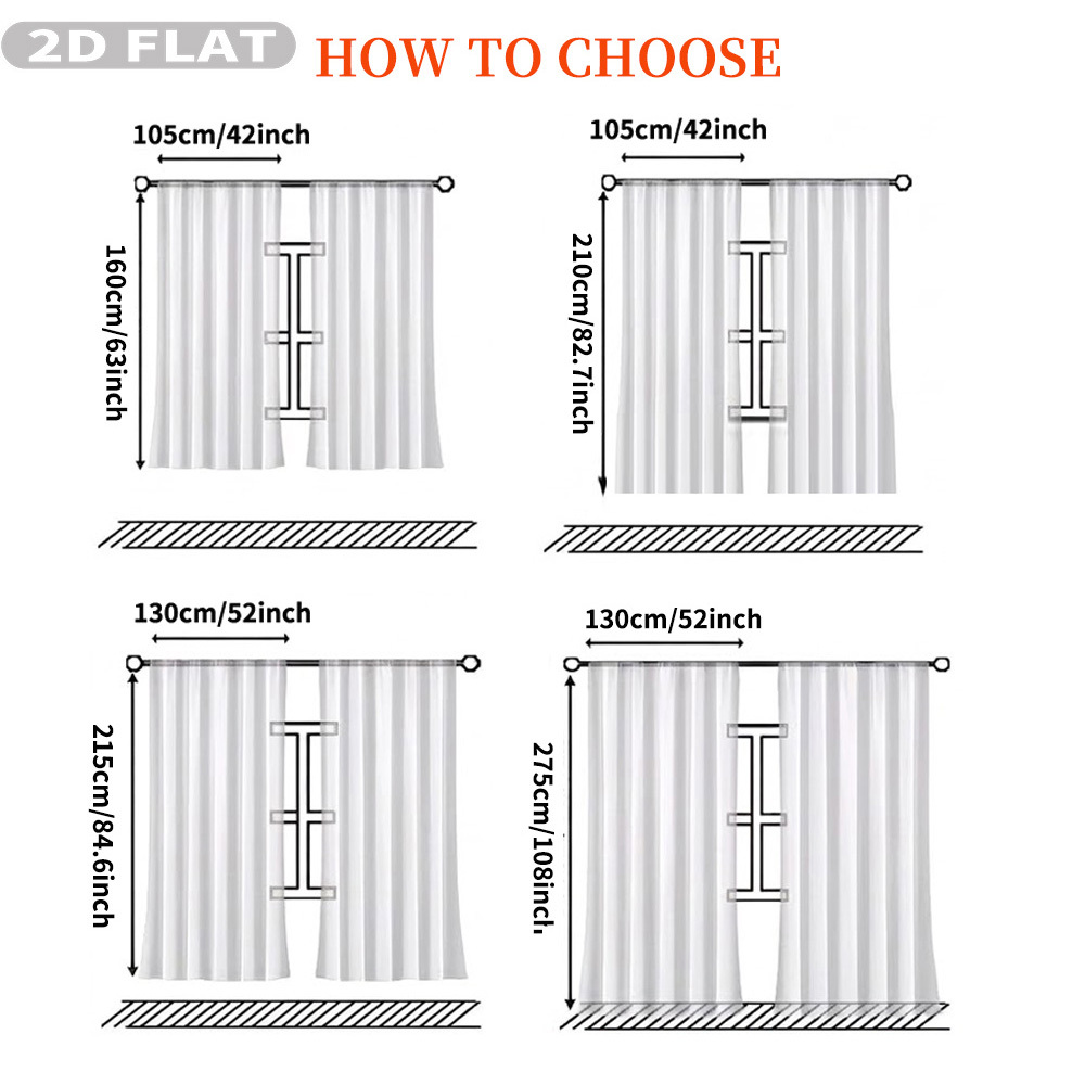 Custom 2D Flat 2pcs Sheer Curt - Home Decor Curtain 评论和价格