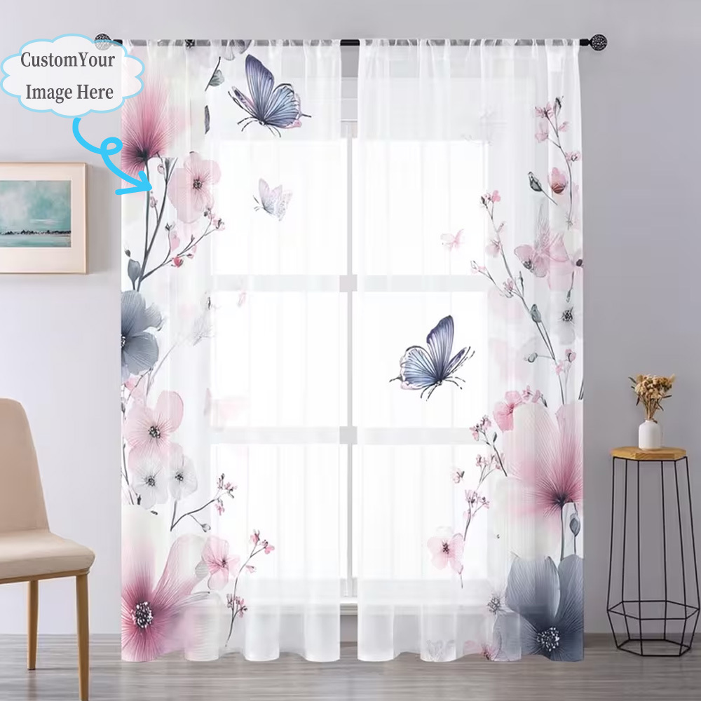 Custom 2D Flat 2pcs Sheer Curt - Home Decor Curtain 评论和价格