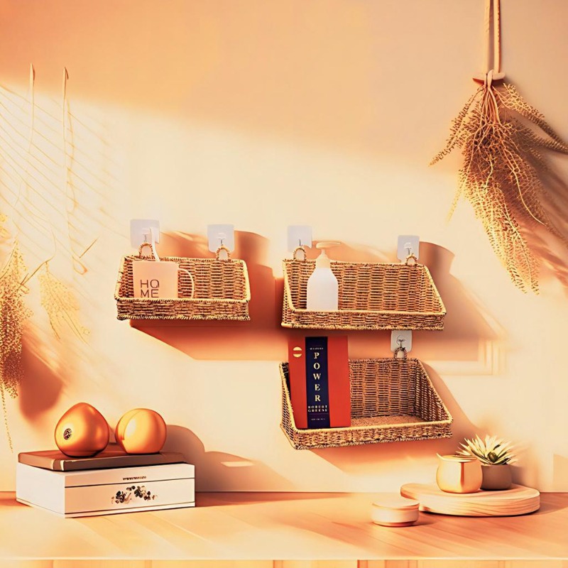 Woven Rattan Hanging Storage B - Woven Wall Basket 评论和价格