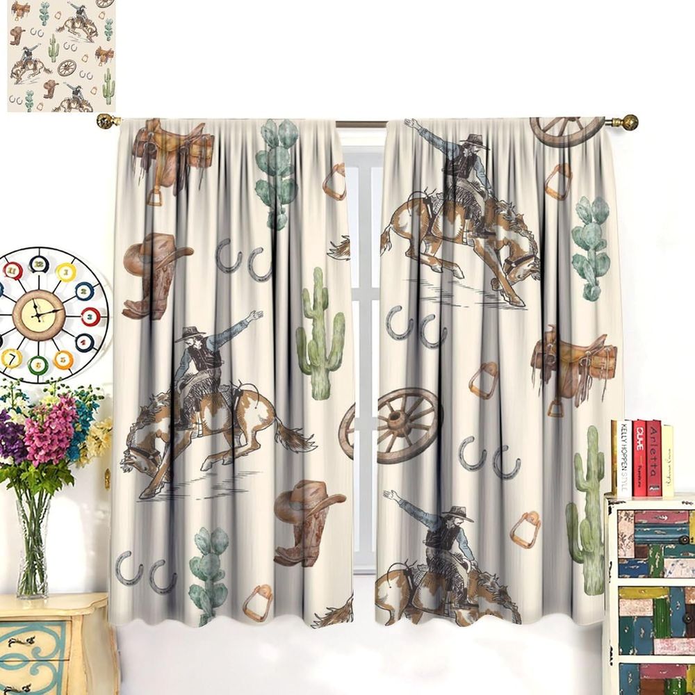 Cowboy Themed Blackout Curtain - Blackout Curtains 评论和价格