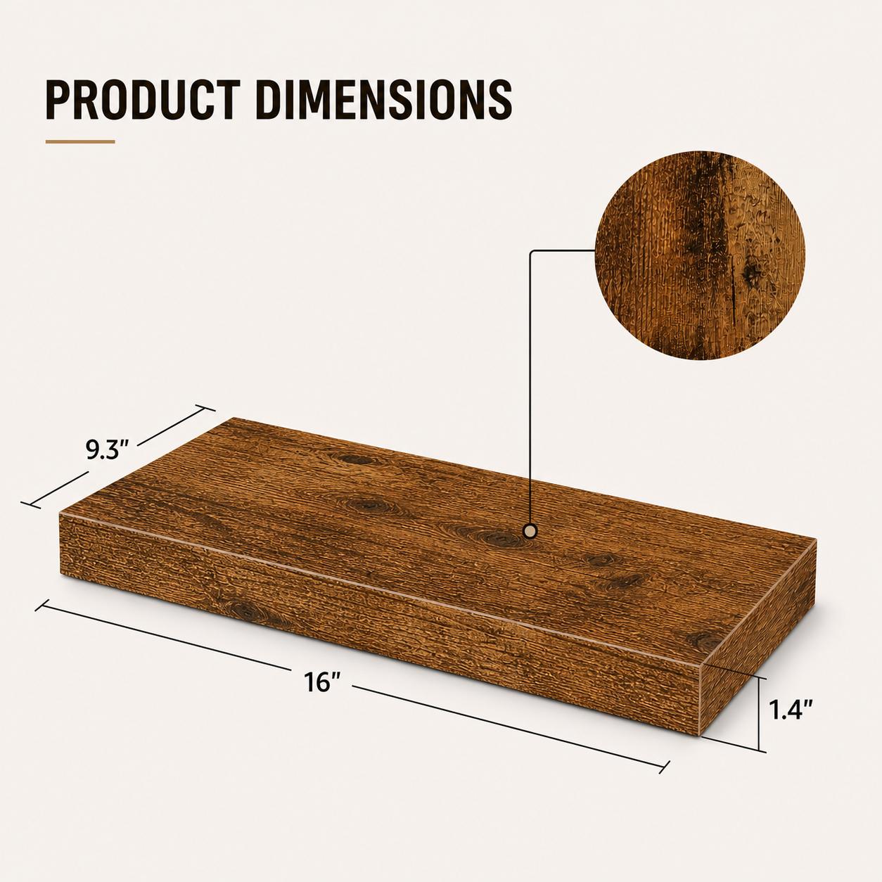 2Pcs Rustic Wood Floating Shel - Floating Shelves 评论和价格
