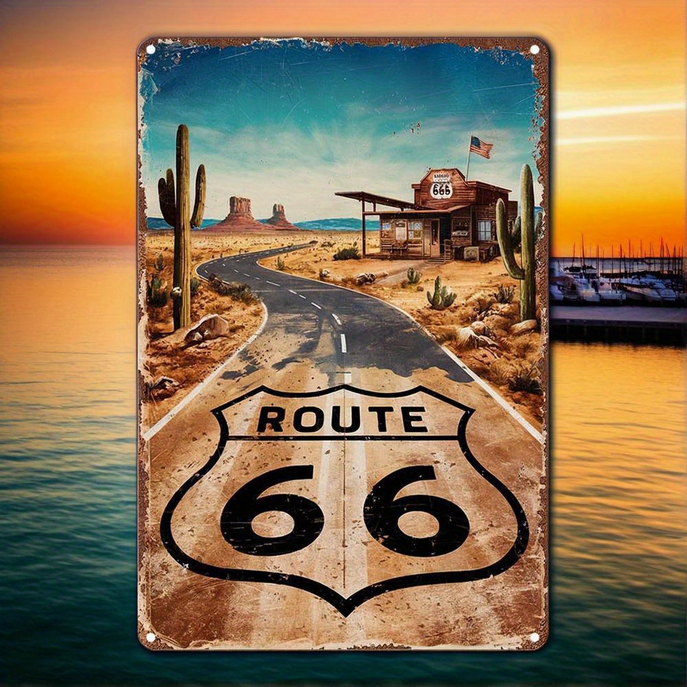 Vintage Route 66 Metal Sign -  - Home Decor Trends 评论和价格