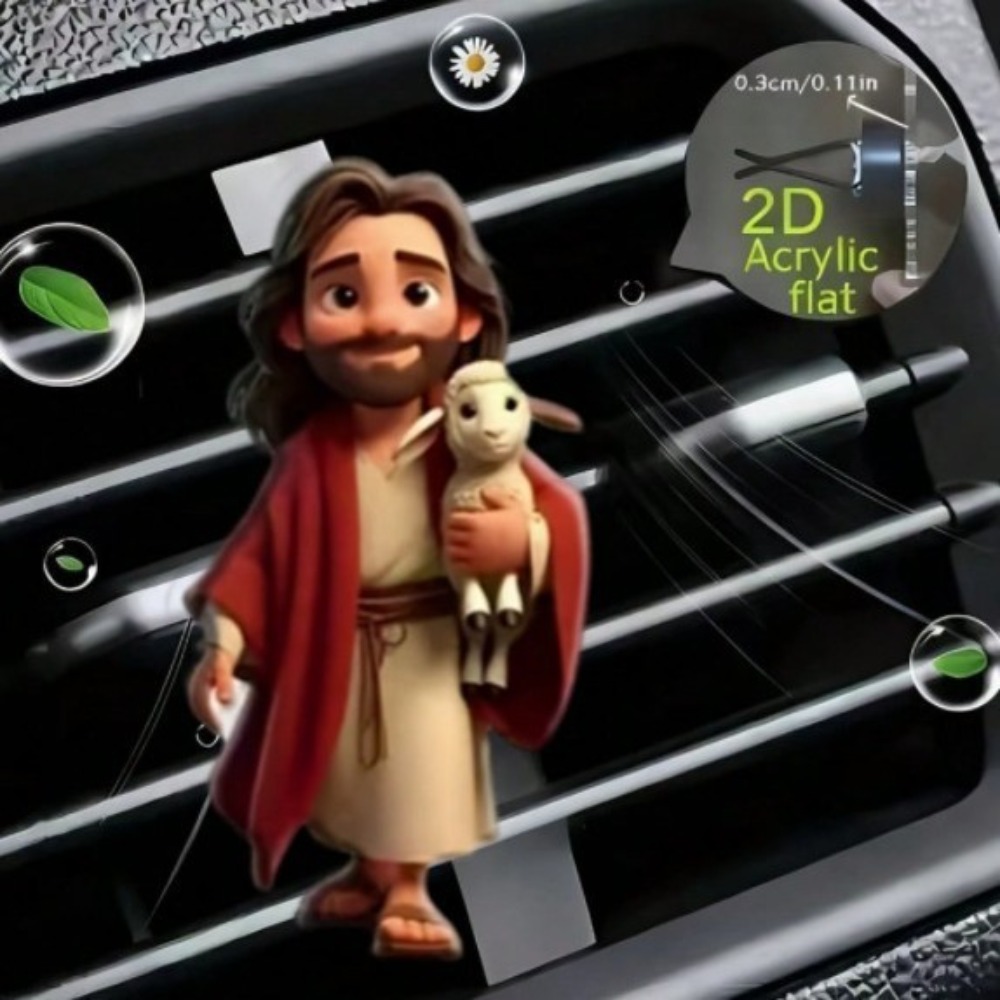 2D Flat Acrylic Car Vent Cute  - Home Decor Jesus 评论和价格