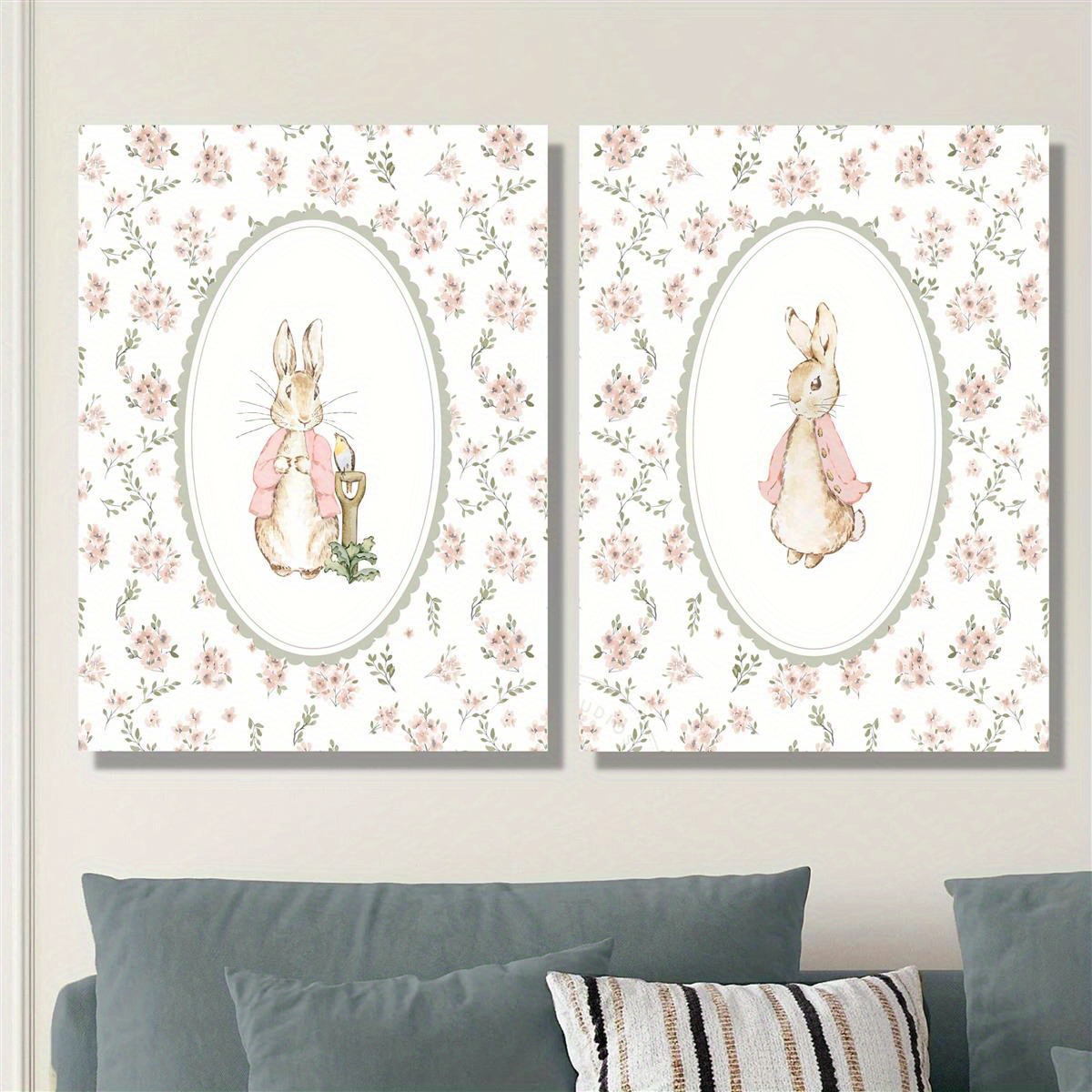 2pcs Retro Easter Rabbit Canva - Home Decor Trends 评论和价格
