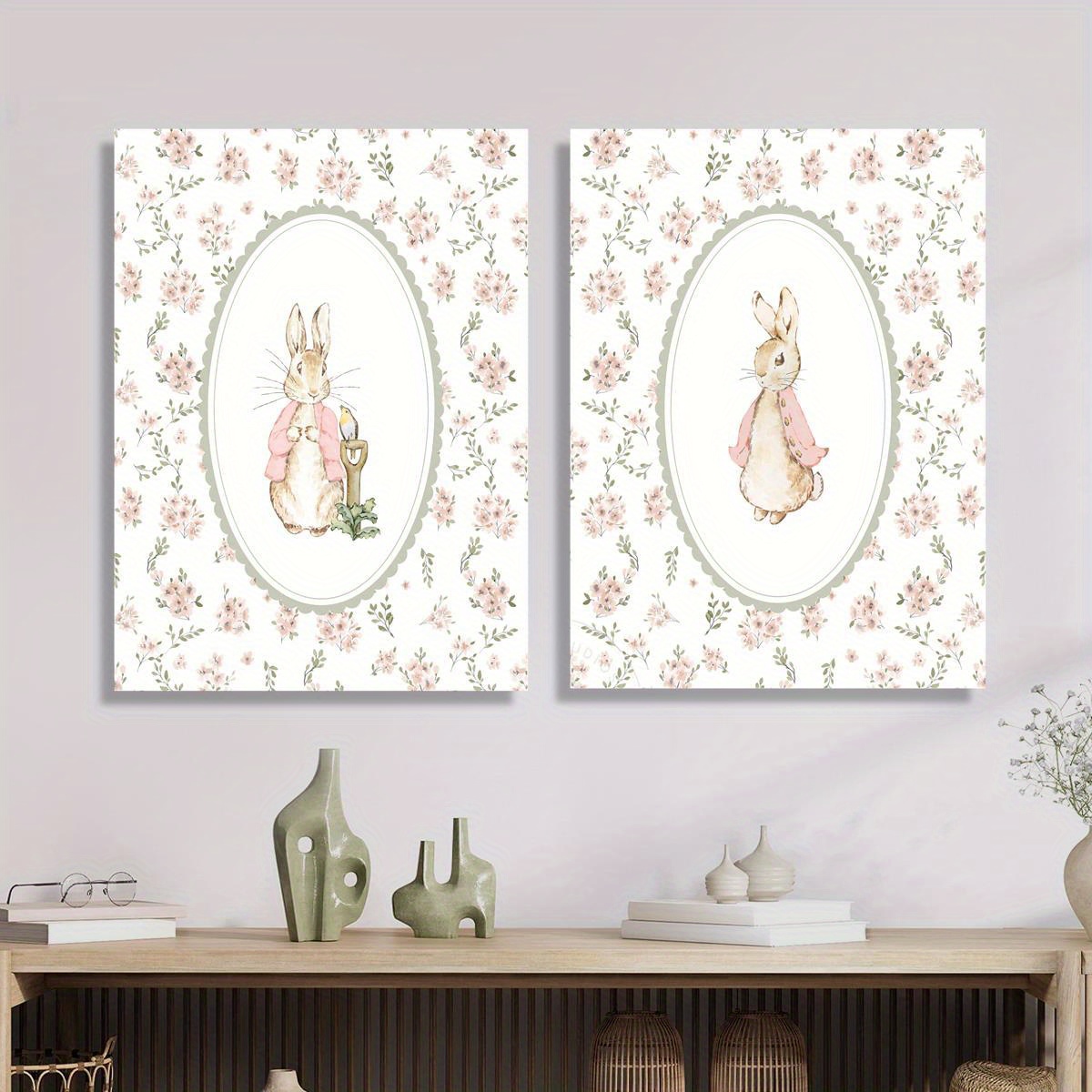 2pcs Retro Easter Rabbit Canva - Home Decor Trends 评论和价格