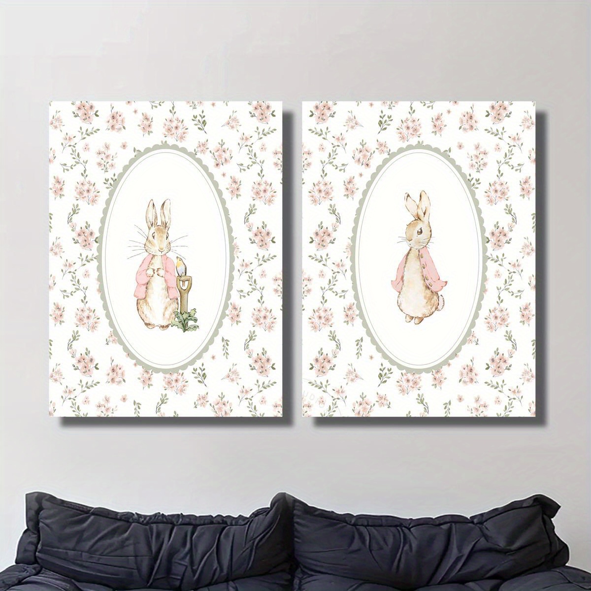 2pcs Retro Easter Rabbit Canva - Home Decor Trends 评论和价格