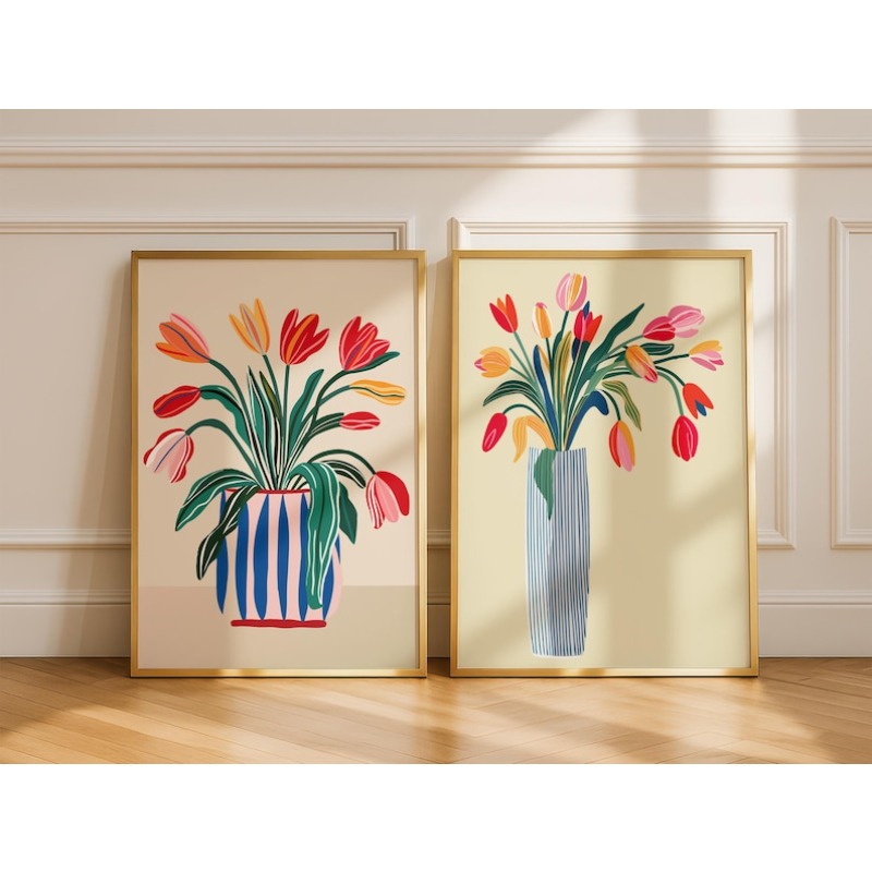 2pcs Tulip Flowers Canvas Wall - Home Decor Trends 评论和价格