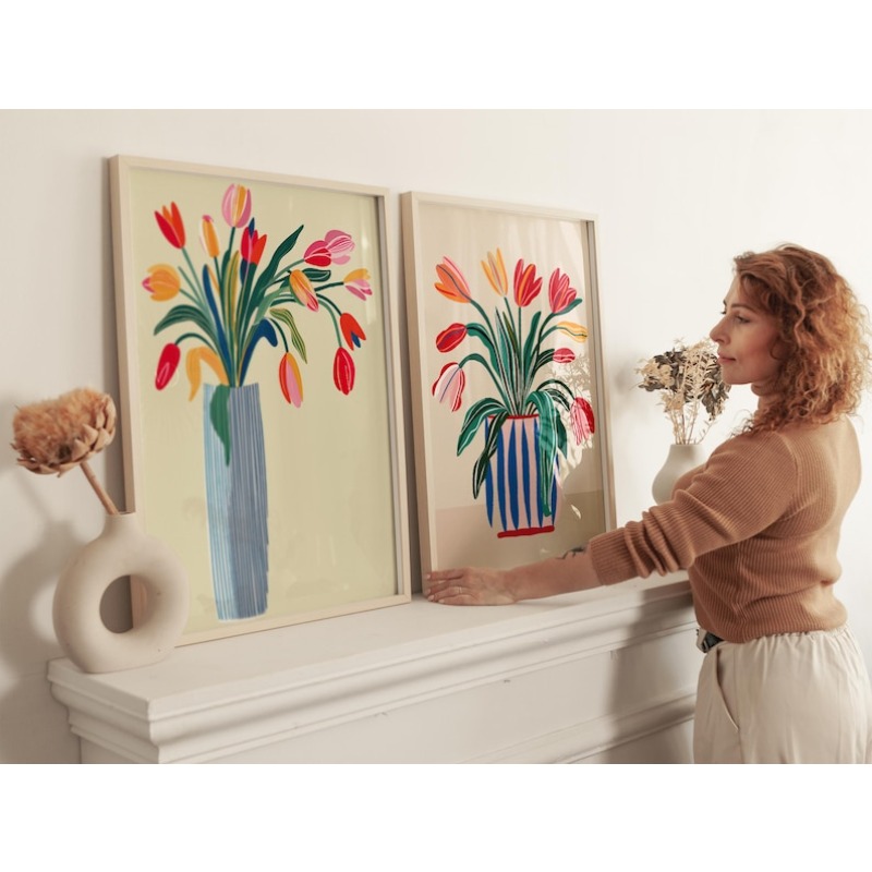 2pcs Tulip Flowers Canvas Wall - Home Decor Trends 评论和价格