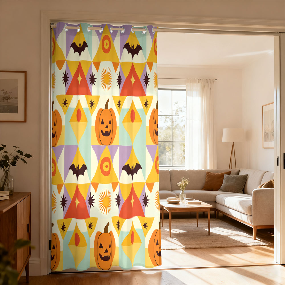 1pc Halloween pumpkin bat geom - Home Decor Curtain 评论和价格