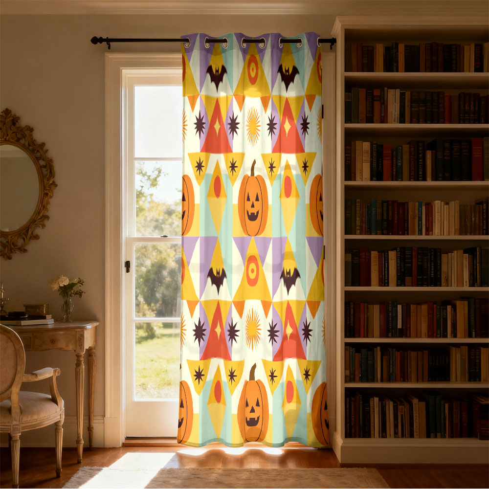 1pc Halloween pumpkin bat geom - Home Decor Curtain 评论和价格