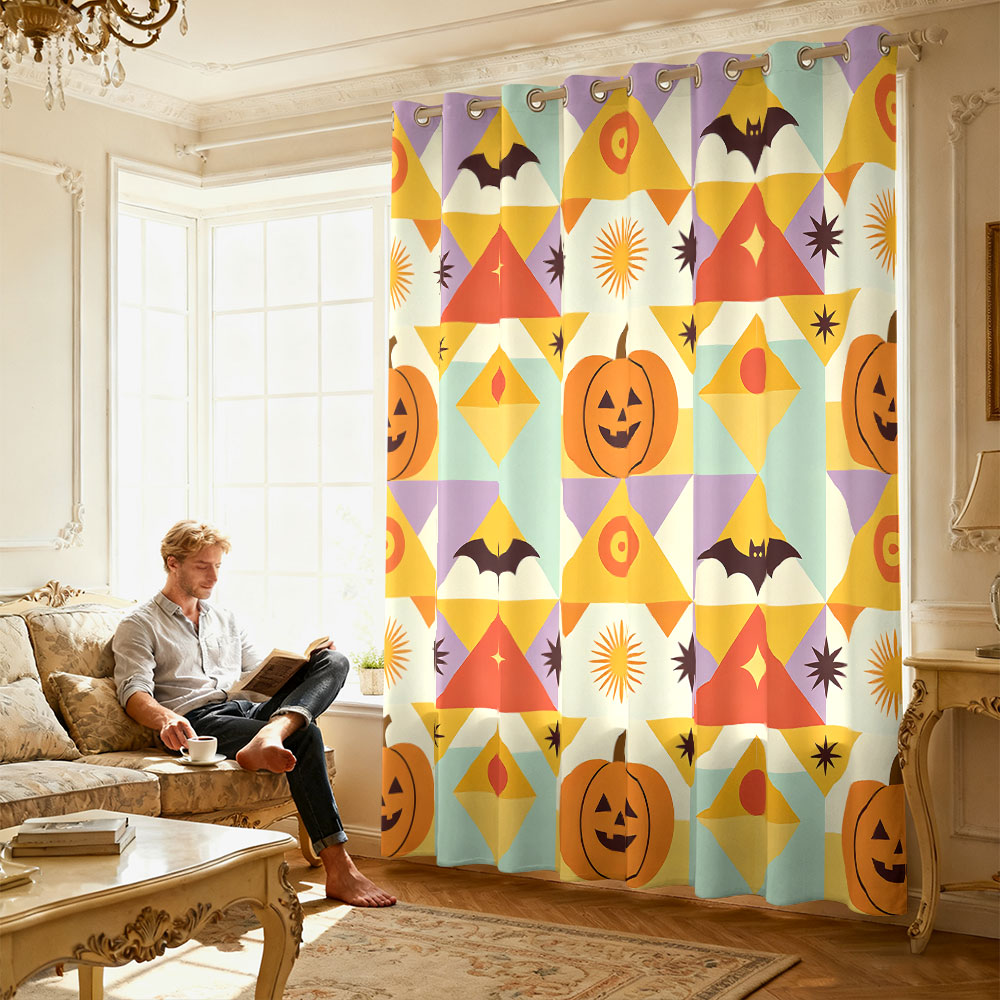 1pc Halloween pumpkin bat geom - Home Decor Curtain 评论和价格