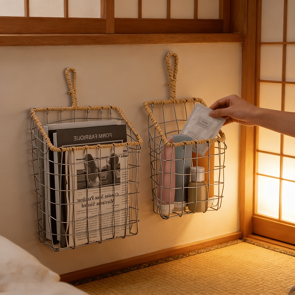 Rustic Woven Wire Hanging Stor - Woven Wall Basket 评论和价格