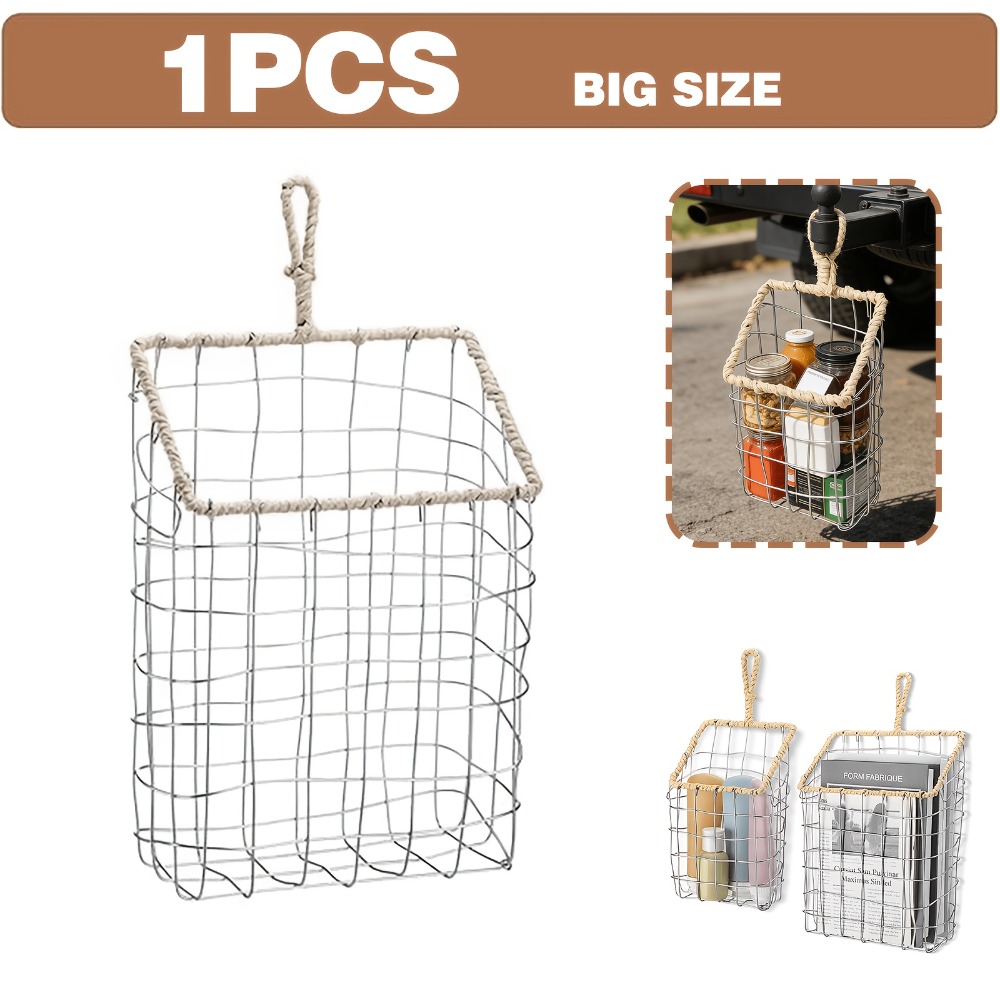 Rustic Woven Wire Hanging Stor - Woven Wall Basket 评论和价格