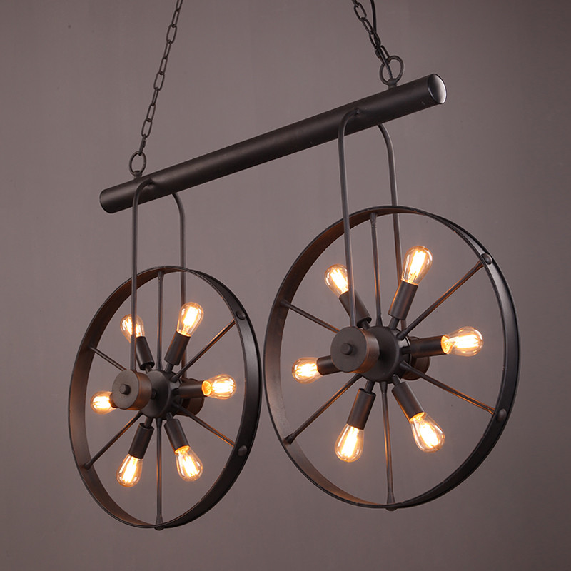 Retro Vintage Wheel chandelier - Home Decor On Wheels 评论和价格