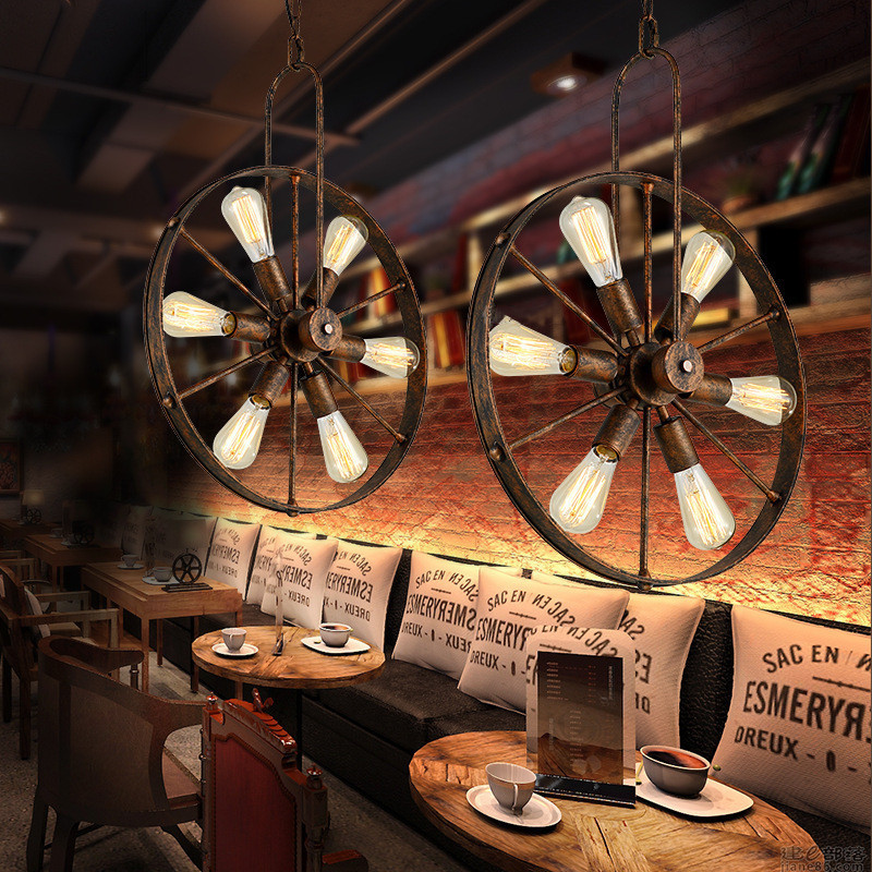 Retro Vintage Wheel chandelier - Home Decor On Wheels 评论和价格