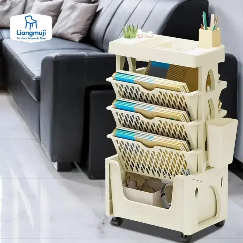5 Tier Movable Book Shelf On W - Home Decor On Wheels 评论和价格