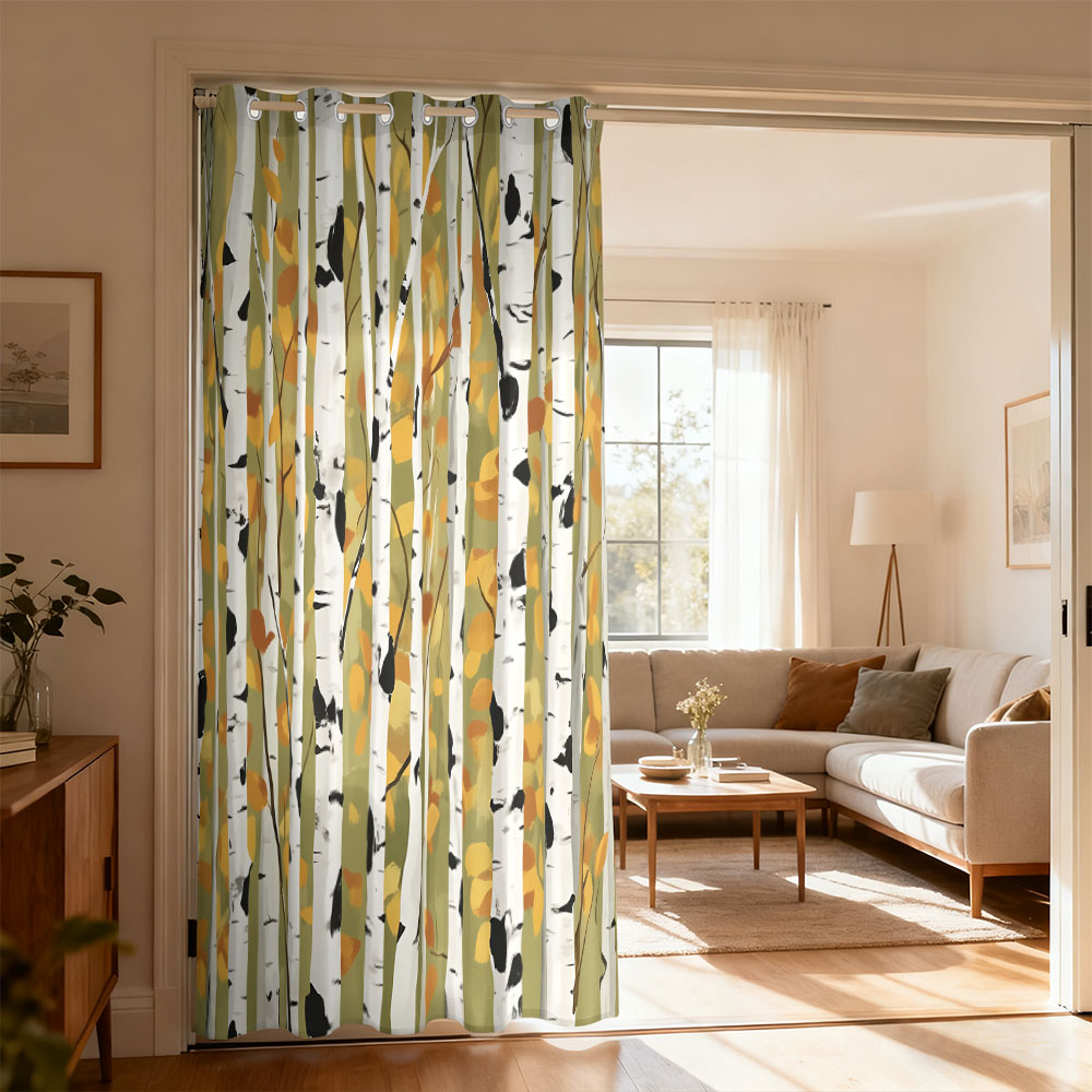1pc autumn birch forest print  - Home Decor Curtain 评论和价格
